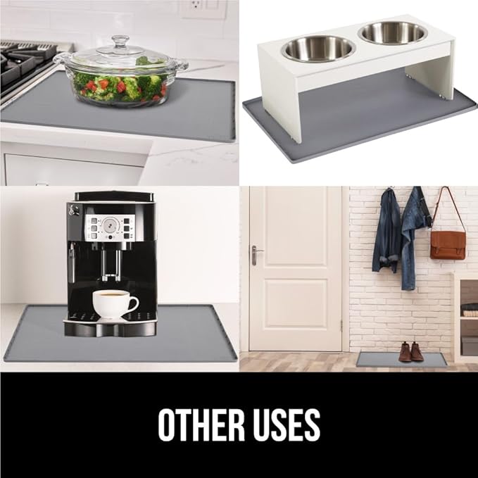 GORILLA GRIP Waterproof Silicone Under Sink Mat with Raised Lip for Kitchen and Bathroom, 28 x 22 in, Cabinet Shelf Liner Stay in Place Mats Dishwasher Safe Drawer Liner, Organizer Tray, Gray