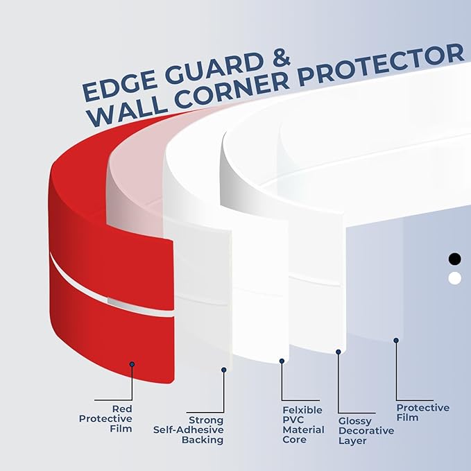 Storystore Wall Corner Protector Moulding Trim 0.8 inch x 10 Ft,Peel and Stick Corner Moulding Trim, Self Adhesive Corner Guards Edge Protector for Wall Edge Corner, Countertop,White