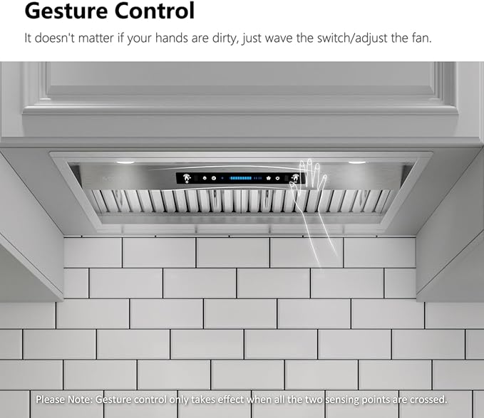 IKTCH 30 inch Built-in/Insert Range Hood 900 CFM, Ducted/Ductless Convertible Duct, Stainless Steel Kitchen Vent Hood with 2 Pcs Adjustable Lights and 2 Pcs Baffle Filters with Handlebar