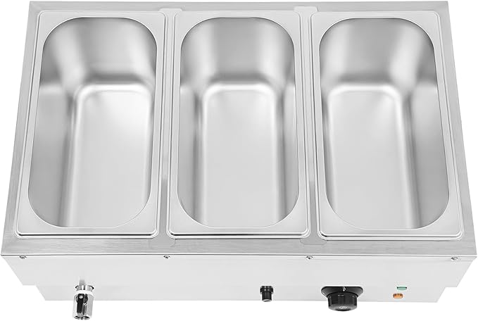 DYNAMI 110V Commercial Buffet Food Warmer,Large 3 Pan Stainless Steel Electric Countertop Steam Table with Intelligent Thermostat Design,for Parties Buffet Catering