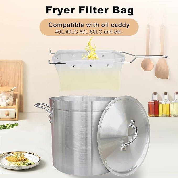 Fryer Filter Bag，Easy to Clean with Hot Water, Reusable Deep Fryer Oil Filter Strainer, Use to Filter Fry Oil, Suitable for 70 lb Polishing Oil (Only Bag)