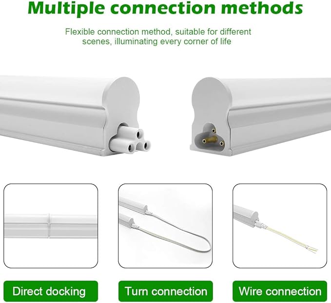 LightingWill LED T5 Integrated Fixture 3FT, Daylight White 6000-6500K, 14W, Linkable Shop Light and Under Cabinet Light, Corded Electric with Built-in ON/Off Switch, 4 Pack