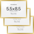 Homeforia 5.5 x 8.5 Business License Frame Gold, High End Metal 5.5x8.5 Certificate Frame, 8.5x5.5 inch Document Frame for Wall or Tabletop, Standing Picture Frames, Tempered Glass, Wall Kit, Set of 3