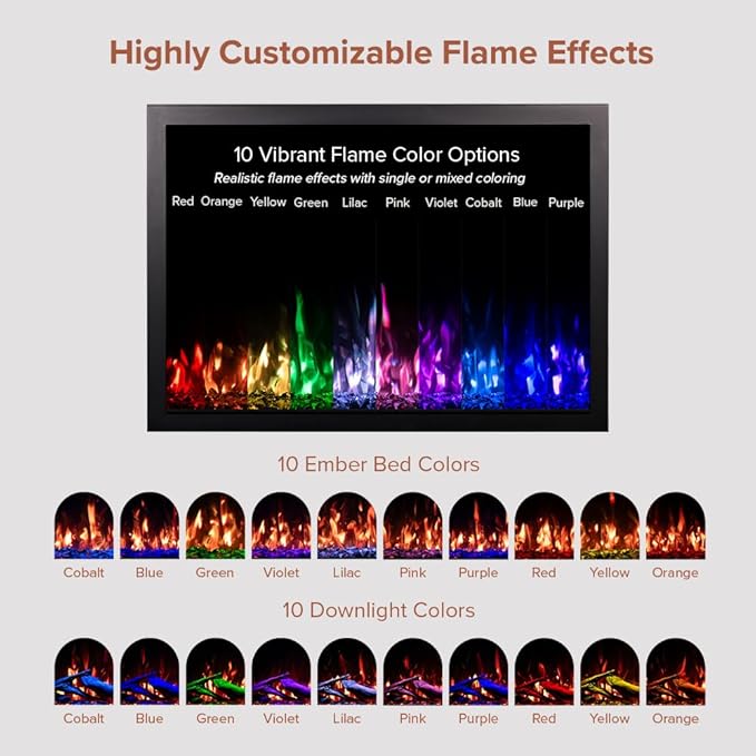 Modern Ember Highmark Traditional 38 Inch Built-in Smart Electric Fireplace Insert | Alexa/WiFi Enabled - Remote Included | Electric Firebox Heater with Multi-Color Flames | 1500W