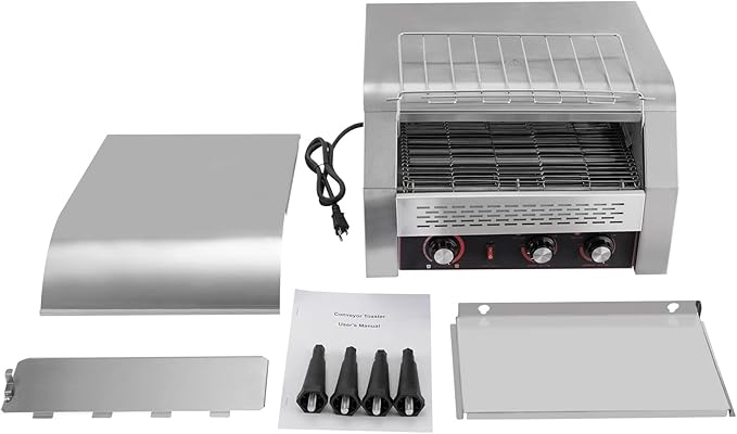 450 Slices/H Commercial Conveyor Toaster, 2600W 7 Gears Electric Stainless Steel Restaurant Toaster Oven with Crumb Tray for Restaurants, Hotels 18.31 * 16.42 * 15.27in