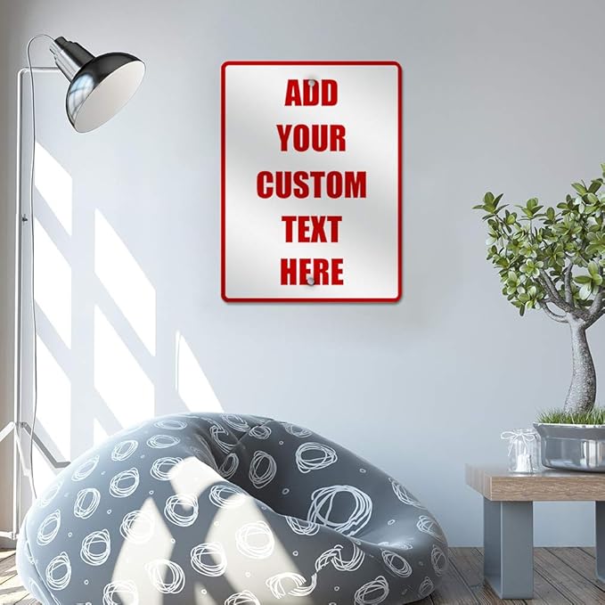 Aluminum Weatherproof Metal Sign Multiple Sizes Custom Personalized Text Here White Red Danger Vertical Street 12x18Inches