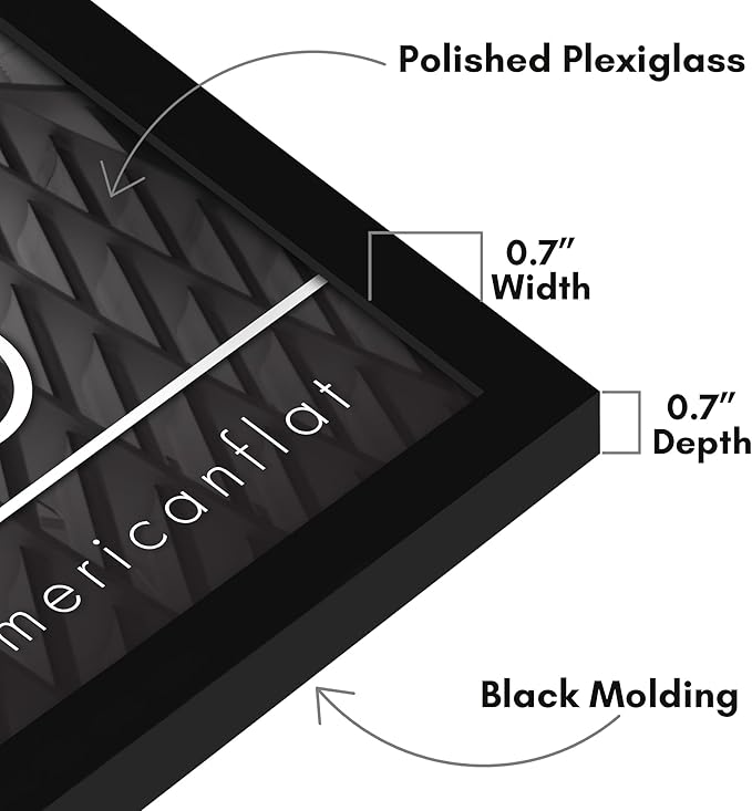 Americanflat 36x36 Picture Frame with Polished Plexiglass - Streamline Collection - Thin Border Square Frame for Wall Display - Hanging Hardware Included - Black