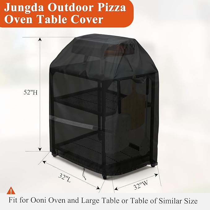 Outdoor Pizza Oven Table Cover for Ooni Oven and Large Table, Outdoor Bar Table Cover Waterproof Heavy Duty for Patio Grill Table - 32''L x 32''W x 52''H