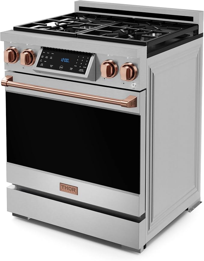 Gordon Ramsay by THOR Kitchen 30 Inch Professional Liquid Propane Range with Tilt Panel Touch Control in Stainless Steel/Rose Gold
