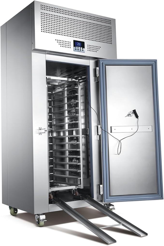 Kolice Commercial Heavy Duty 15 Trays Blast Chiller with Trolley Cart, Shock Freezing Blast Freezer, Chest Freezer for Restaurant, Hotel, School, Bakery, Canteen, Cafes-Lowest Temperature -40°F