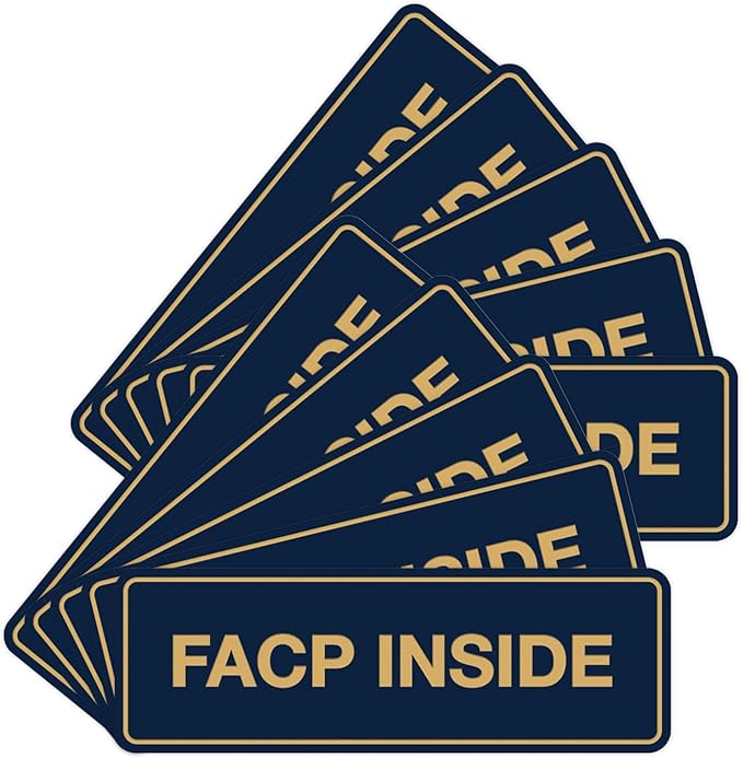 Signs ByLITA Standard FACP Inside Sign | Fire Safety Signage (Navy Blue/Gold) - Large 10 Pack