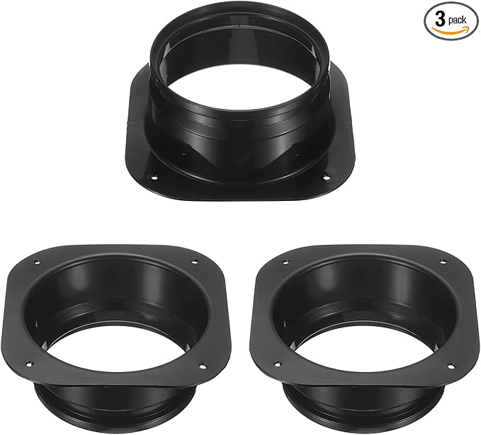 PATIKIL 5 Inch Duct Connector Flange, 3Pack Plastic Straight Pipe Flange Dryer Vent Connector for Air Heating Cooling Ventilation HVAC System, Black