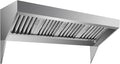 8FT Commercial Kitchen Exhaust Hood, Wall Mount Stainless Steel Vent Hood with 2 Detachable u-Shaped Filters, Rust-Resistant Food Truck & Restaurant Range Hood for Concession Trailer Cooking Station