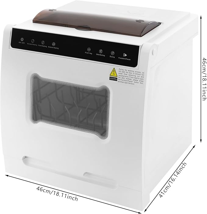 Countertop Dishwasher Portable with 6 Programs, 5L Built-in Water Tank, 161.6℉ High-Temp for Apartments, Dorms and RVs