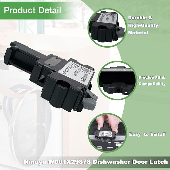 Upgrade WD01X29878 WD01X27701 Dishwasher Door Latch and 2pcs WD01X27759 Dishwasher Mounting Bracket Compatible with GE Dishwasher GDT665SSN8SS GDT645SSN8SS Replaces 265D1214G004 EG-380944
