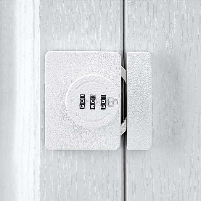 White Cabinet Lock,3 Digit Password Keyless,Anti Pry Mechanical Password Lock,Protect Privacy,for Drawer,Cabinets,Locker, Closet,Windows,Sliding Door,Bathroom,and Garden