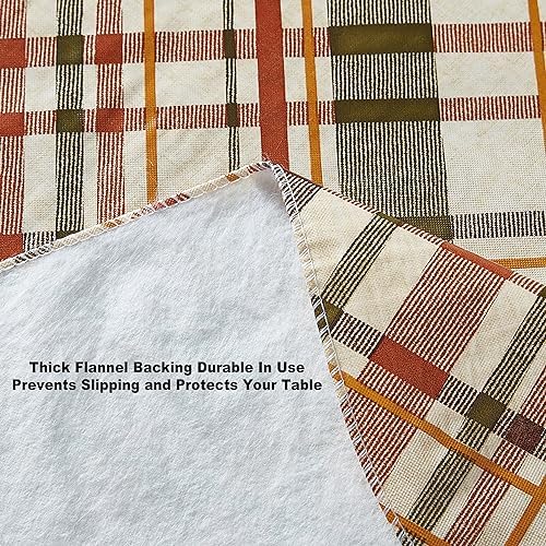 Newbridge Thanksgiving Diagonal Plaid 70 Inch Round Vinyl Fall Tablecloth