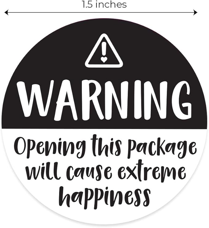 Black and White Adorable Warning Extreme Happiness Labels / 500 Cute Small Business Package Stickers / 1.5" Labels Adorable Happy Mail Envelope Seals/Made in The USA