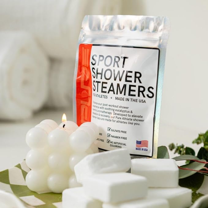 Sport Shower Steamers - Made in USA with Natural Eucalyptus Essential Oil, Aromatherapy, Stress and Sinus Relief, Muscle Recovery for Athletes, Best Birthday and Valentines Day Gifts for Runners