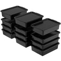 13 L Plastic Bus Tubs with Lids, Food Service Bus Tub Box, Black, 12 Packs