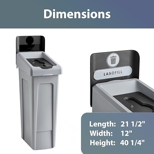 23 Gallon Landfill Waste Bin with Hinged Lid – Commercial Trash Container with Liner Cinches and Venting Channels – Slim Design for Restaurants, Offices, and Public Areas