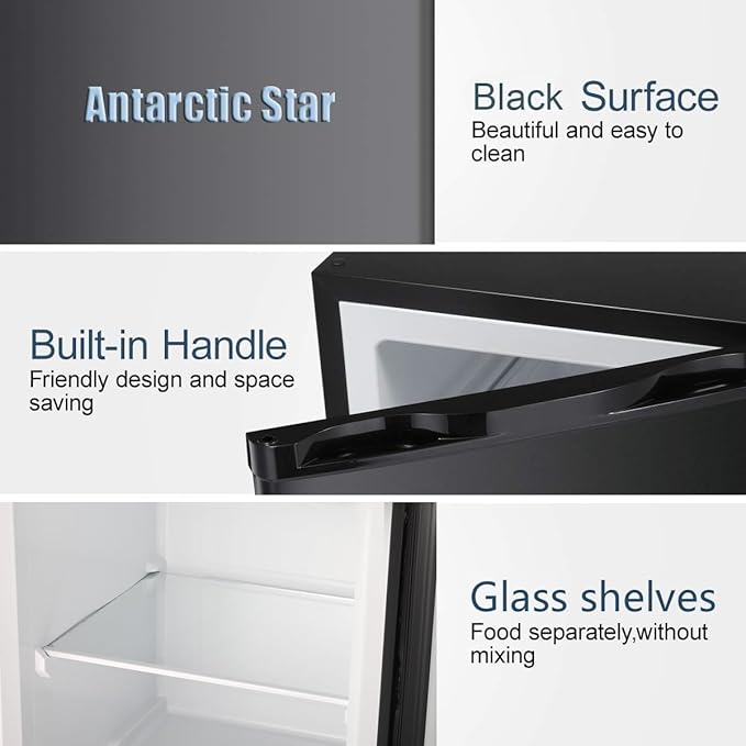Antarctic Star 3.0 Cu.Ft Upright Freezer, Compact Stainless Steel Freezer with Reversible Door & 7-Temp Control, Removable Shelves, Ideal for Dorm, Home, Office, Black