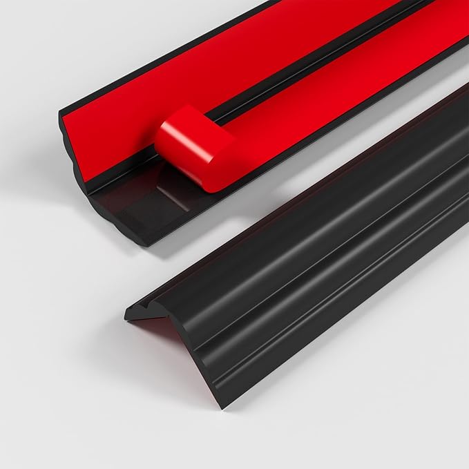 Wall Corner Protector, Peel and Stick Molding Trim Inside & Outside Corner, Self Adhesive Flexible Moulding Caulk Strip for Wall Edge, 1.6'' W x10' L, Black