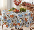 Newbridge Thanksgiving Blue Pumpkin 70 Inch Round Vinyl Tablecloth