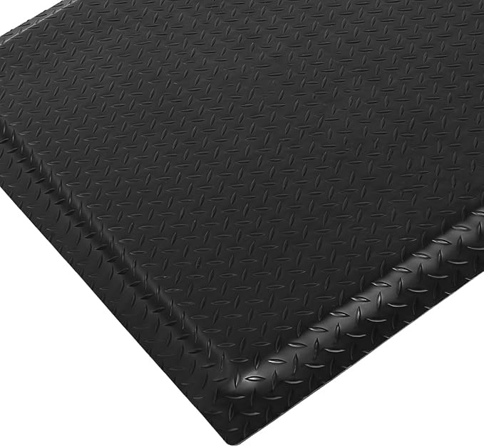 Nisorpa Anti Fatigue Mats Industrial 2' x 6' Ergonomic Standing Mat 15/16" Extra Thick Cushioned Shop Floor Mats Kitchen Mats Heavy Duty Commercial Diamond Plate Support for Leg & Back Pain, Black