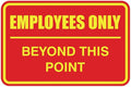 All Quality Classic Framed Employees Only Beyond This Point Wall or Door Sign | Easy to Install Business Signage - Medium (Red-Yellow) 1 Pack