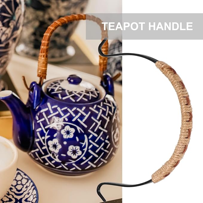 Hemoton Ergonomic Teapot Handle Replacement Woven Rope Grip Heat Resistant Kettle Handle Daily Use Teapot Accessory 6X4X0.6 Inch