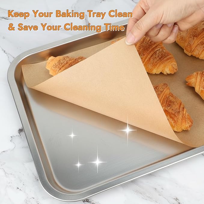 BYKITCHEN 200PCS 9 x 13 Inch Parchment Paper Sheets, Non-Stick Precut Unbleached Parchment Paper Liners for Baking, Perfect for Quarter Sheet Pan, Oven, Air Fryer, Grilling, Cooking Bread Cake Cookie