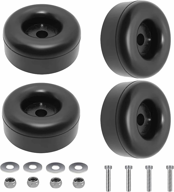 4 Pack Extreme Heavy Duty Rubber Foot Pads, 2.5 Inches Vibration Dampeners, Universal Anti Vibration Feet for Generators, Compressors, Pressure Washers, Pumps, Trailers (Round Bumpers with Screw Kits)