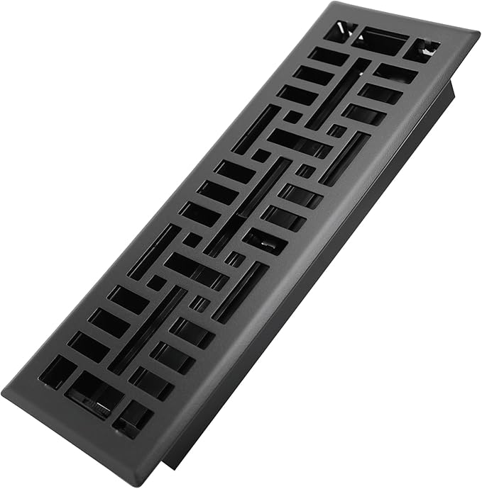 4x14 Inches Heavy Duty Walkable Floor Register Easy Adjust Air Supply Lever Floor Vents - Seattle Design - Vent Cover for Home Floor - Matte Black