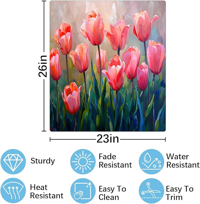 Dishwasher Magnet Cover Beautiful Tulip Flower Front Dishwasher Cover Decoration Reusable Magnetic Door Cover Panel Decal Home Appliances Stickers Kitchen Refrigerator Fridge 23"x26"