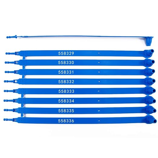Leadseals(R) 500 Blue Tite-Lock Plastic Tractor Truck Door Seal Tamper Evident Security Tags Numbered Safty Disposable Locks for Trailer Logistics Shipping Transport