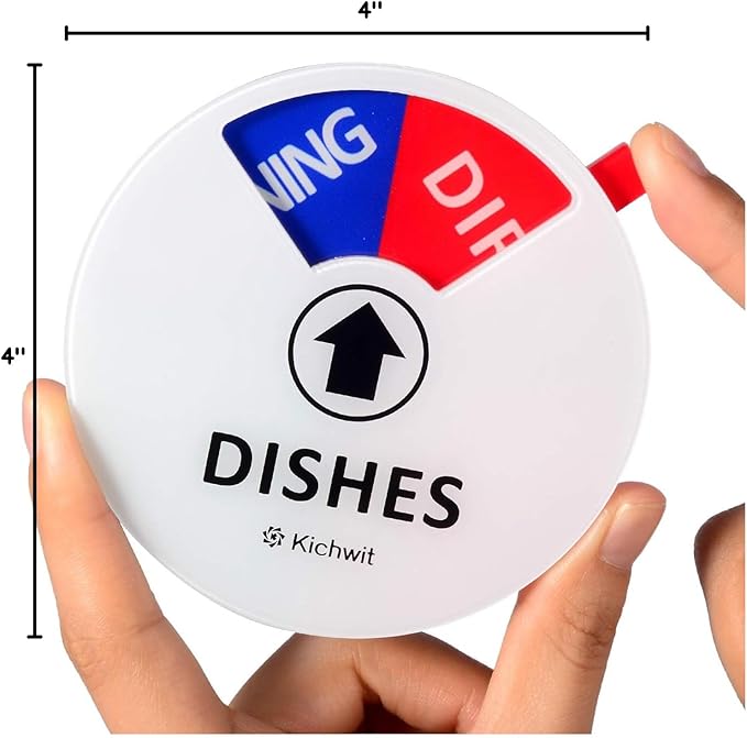Kichwit Dishwasher Magnet Clean Dirty Sign Indicator with Running and Empty Options, Works on All Dishwashers, Non-Scratch Strong Magnetic Backing, Residue Free Adhesive Included, 4 Inch, White