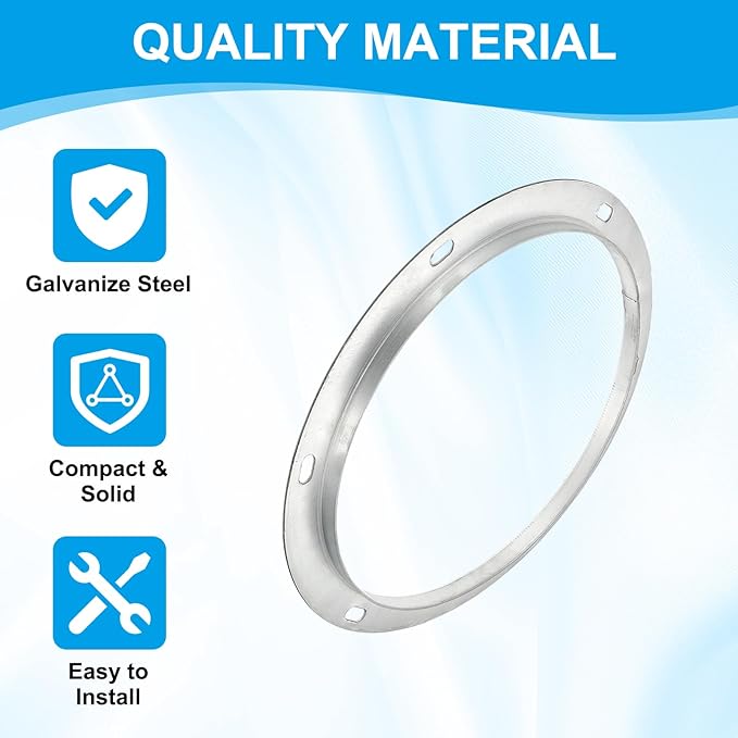 PATIKIL 10 Inch Duct Connector Flange, Metal Straight Pipe Exhaust Flange Duct Mounting Plate for Heating Cooling Ventilation HVAC System, Galvanize Steel