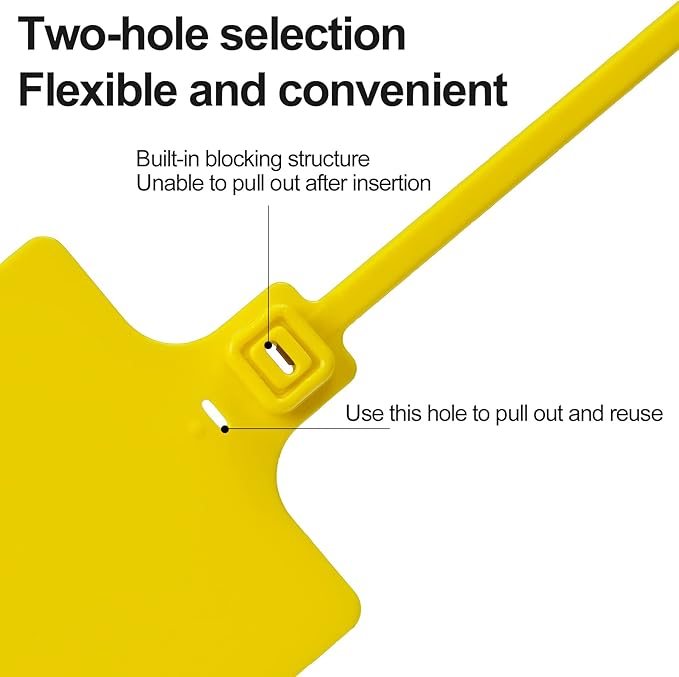 50 Yellow Plastic Tags Water Proof Shipping Tags Product Storage Tag Hanging Label Tags Blank Large Writable Marker Ties with One Permanent Marker Pen