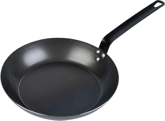 Met Lux 11 Inch Fry Pan, 1 Lightweight Frying Pan - Induction-Ready, Triple-Riveted, Black Carbon Steel Cooking Skillet, Durable, For Searing, Sauteing, And Browning Food - Restaurantware