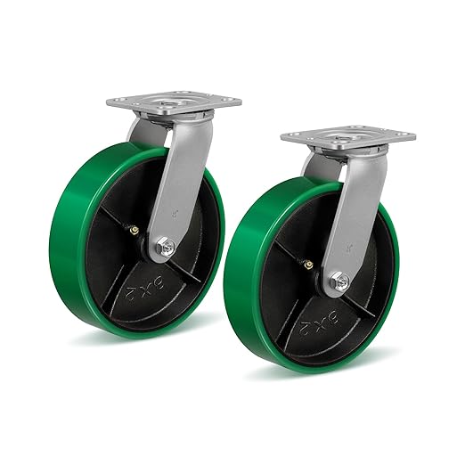 8 Inch Caster Wheels, Heavy Duty Caster with Strong Load-Bearing, Polyurethane Wheel on Steel Hub, Supports 1500 lbs Each(2 Pack Swivel)