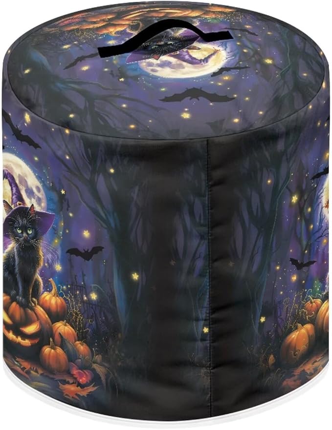 8 Quart Pressure Cooker Dust Cover with Top Handle and Storage Pocket Kitchen Small Appliance Protector Air Fryer Rice Cooker Dust Cover Halloween Moon Night Cat