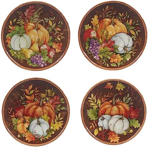 Certified International Harvest Blessings 8.5" Salad/Dessert Plate, Multicolor, Medium, Set of 4