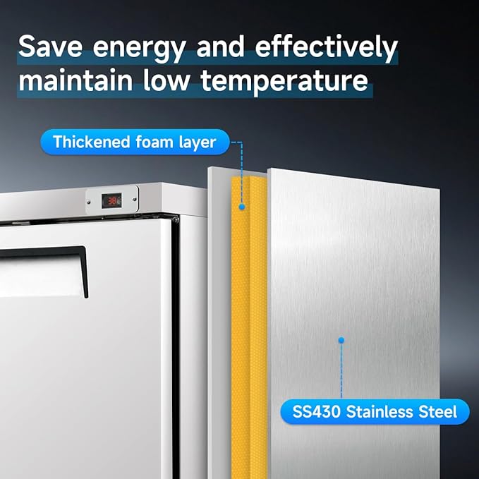 DeepTide 48" W Commercial Undercounter Worktop Refrigerator, 14 Cu.ft Commercial Refrigerator with 2 Door, 33-40°F, Stainless Steel, ETL&DOE, for Restaurants, Stores, kitchen