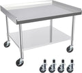 Commercial-Grade Stainless Steel Workstation Table with Under Shelf & Lockable Casters (30"x36"x26")