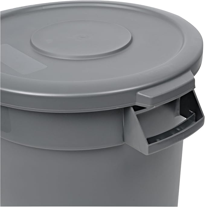 Restaurantware-LID ONLY: RW Clean Waste Container Lid, 1 Round Trash Can Cover - Waste Bin Sold Separately, For 10 Gallon Dustbin, Built-In Handle, Gray Plastic Garbage Can Cover, Heavy-Duty