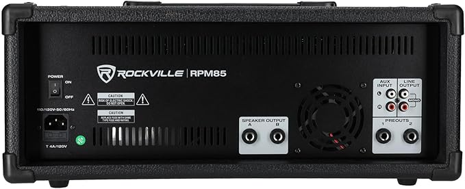 Rockville RPM85 2400W Powered 8 Channel Mixer, Bluetooth, USB/SD, 5 Band EQ, Adjustable Echo/Delay, +15V Phantom Power, for Live Music and Events