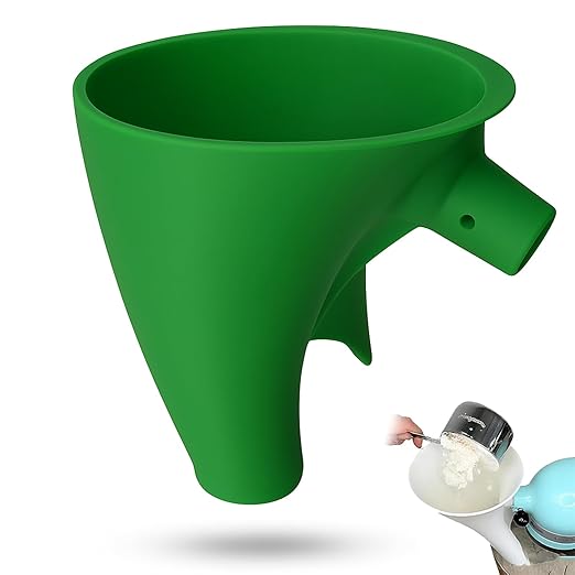 Flour Funnel for Kitchen Aid Mixer 5 Qt,for 4.5–5 Qt Tilt-Head Models-Stand Mixer Attachment,Easy Pour No-Mess Attachment, Anti-Splash Accessory, Durable Dishwasher-Safe Baking Tool (Green)