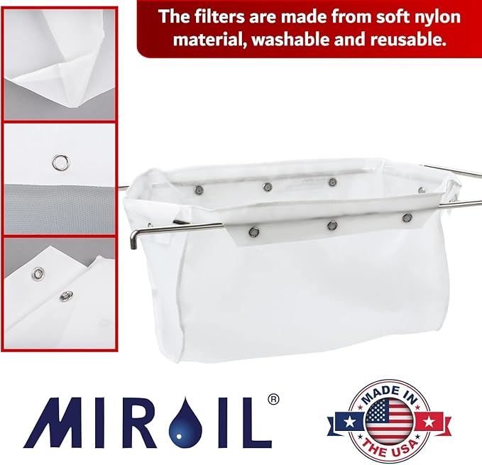 MirOil RB33PS Fryer Filter Bag, EZ Flow Oil Filter Bag, Polish & Extends Life of Hot & Cold Cooking Oil, Maintain Quality & Taste of Fried Foods, Reduce Contaminants for Fryers (Frame Sold Seperately)