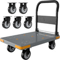 WUD Push Cart, Folding Mobile Platform Trolley,Thickened and Reinforced, 360° Swivel Wheels,28.3 “L x 18.9 ”W, 440 lb. Grey Dolly cart with Wheels